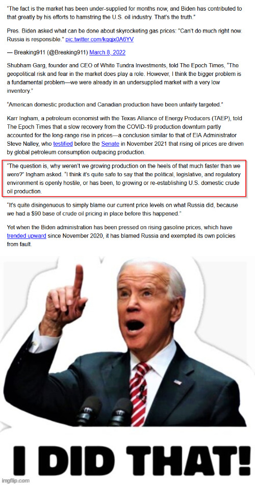 Yes... Biden has blame for high gas prices... | image tagged in joe biden,responsibility,high,gas,prices | made w/ Imgflip meme maker