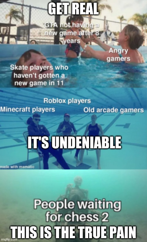 C'mon, It's the truth | GET REAL; IT'S UNDENIABLE; THIS IS THE TRUE PAIN | image tagged in chess,games | made w/ Imgflip meme maker