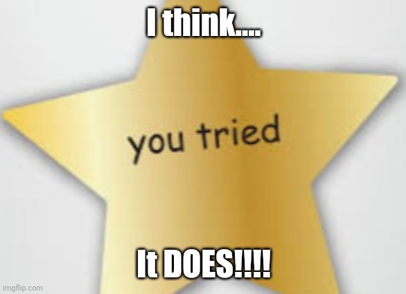 You tried | I think.... It DOES!!!! | image tagged in you tried | made w/ Imgflip meme maker