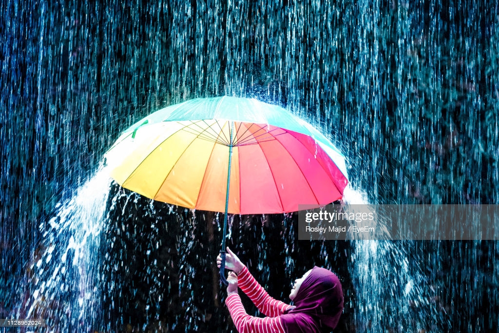 High Quality Umbrella in the rain Blank Meme Template