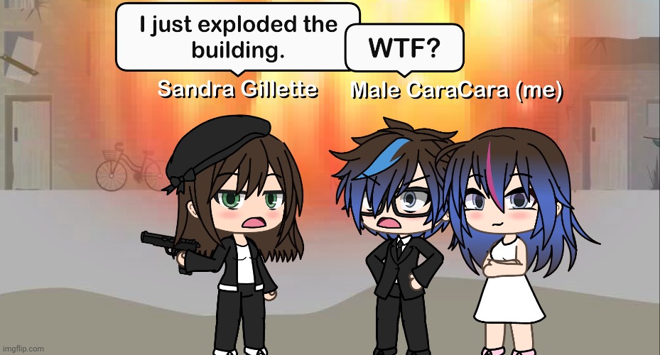 My bestie destroyed the building headquarters where the Laura doll is created. | image tagged in pop up school,memes,gacha life,explosion | made w/ Imgflip meme maker