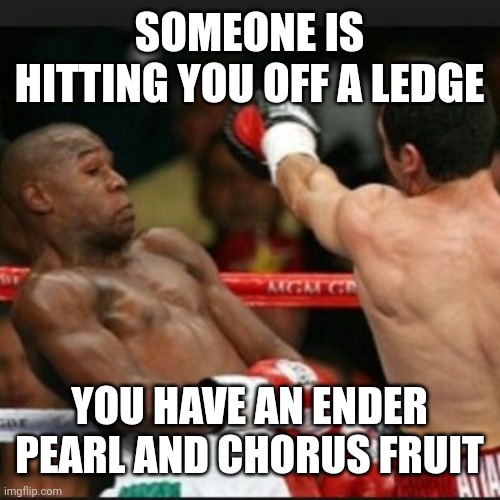 Mincraft bed wars | SOMEONE IS HITTING YOU OFF A LEDGE; YOU HAVE AN ENDER PEARL AND CHORUS FRUIT | image tagged in dodge punch,mincraft | made w/ Imgflip meme maker