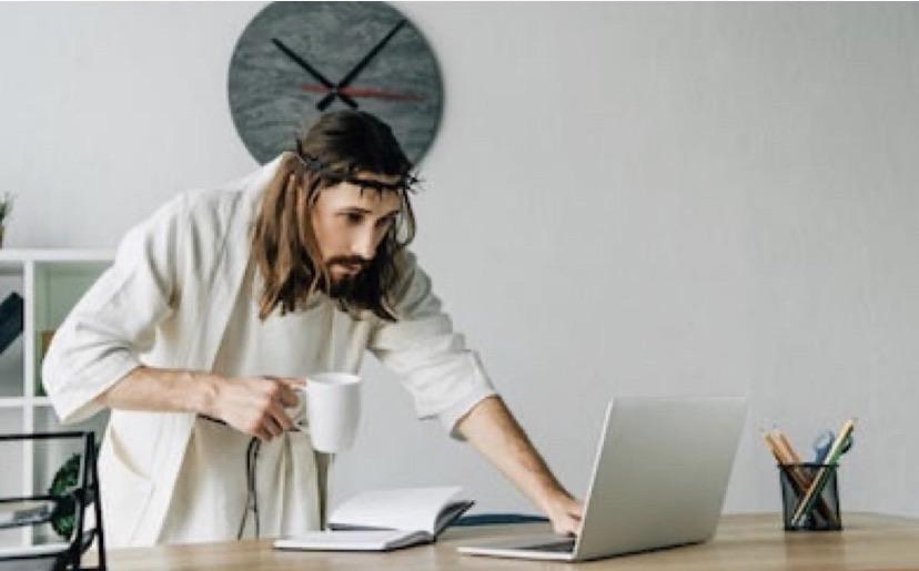 High Quality JESUS CHECKING FACEBOOK Blank Meme Template
