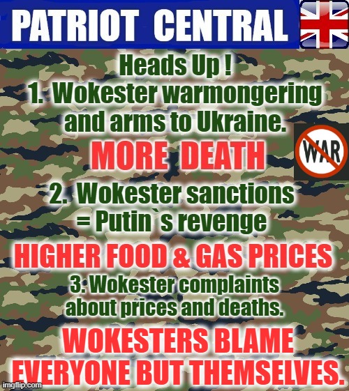 Heads Up ! | 3. Wokester complaints
about prices and deaths. WOKESTERS BLAME
EVERYONE BUT THEMSELVES. | image tagged in woke | made w/ Imgflip meme maker