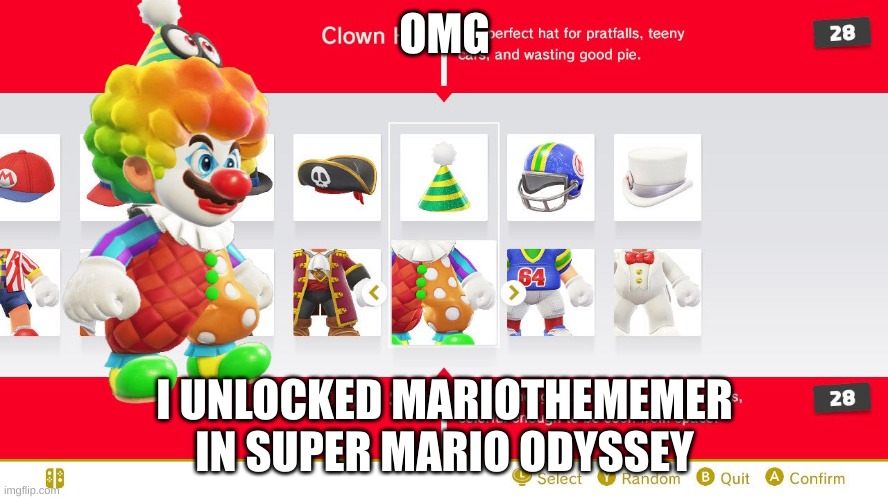 OMG; I UNLOCKED MARIOTHEMEMER IN SUPER MARIO ODYSSEY | made w/ Imgflip meme maker