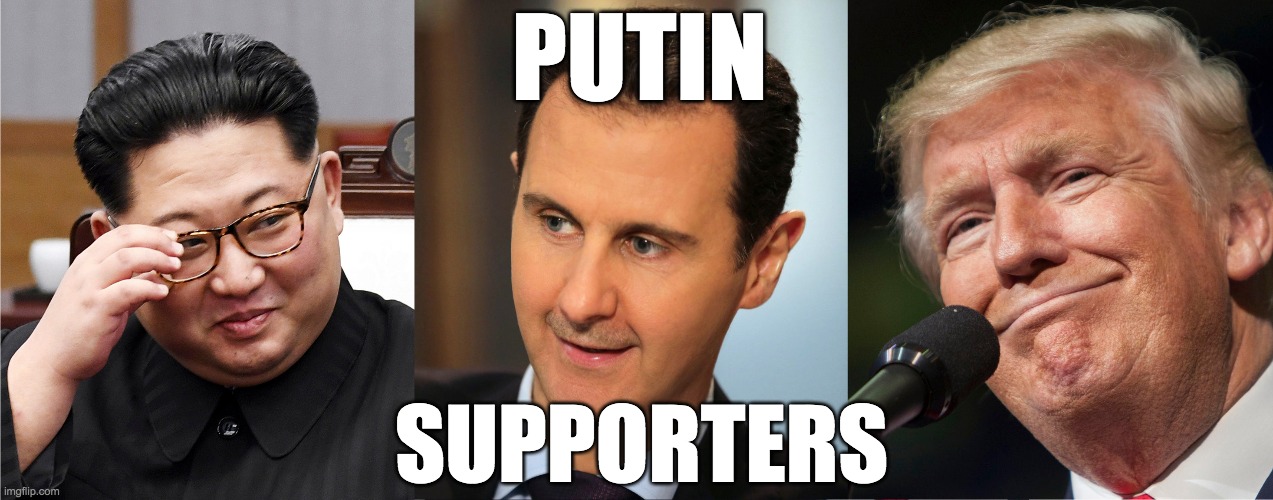 putin supporters | PUTIN; SUPPORTERS | image tagged in vladimir putin,putin,ukraine,trump russia collusion,kim jong un | made w/ Imgflip meme maker