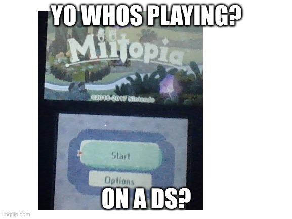 miitopia | YO WHOS PLAYING? ON A DS? | image tagged in miitopia,old | made w/ Imgflip meme maker
