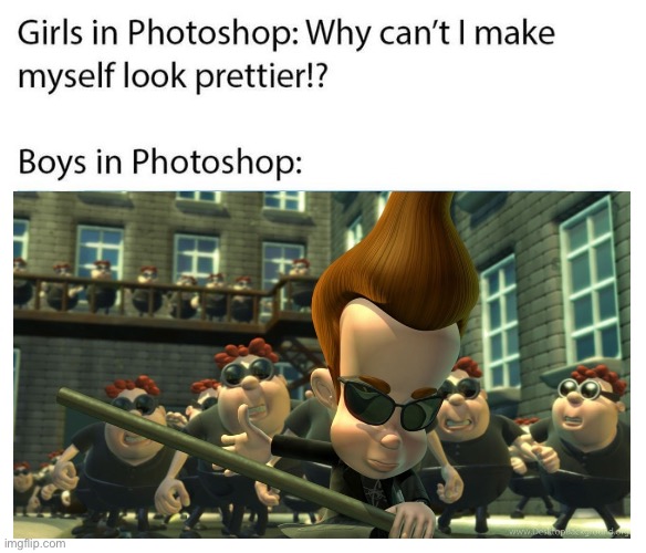 Go jimmy | image tagged in photoshop,jimmy neutron,carl wheezer,matrix | made w/ Imgflip meme maker