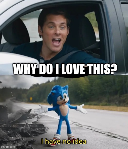 Sonic I have no idea | WHY DO I LOVE THIS? | image tagged in sonic i have no idea | made w/ Imgflip meme maker