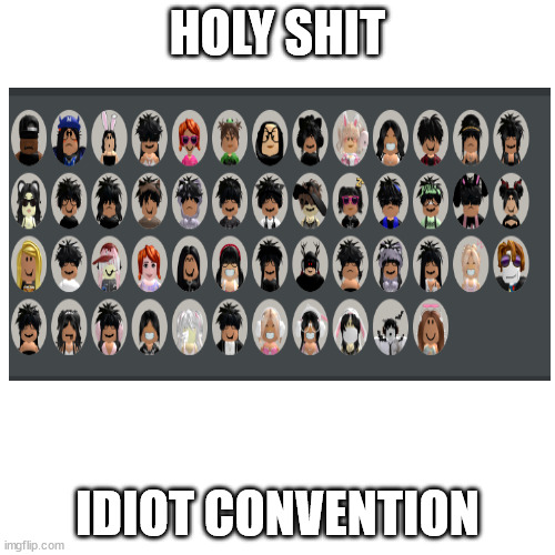 idiot convention | HOLY SHIT; IDIOT CONVENTION | image tagged in roblox | made w/ Imgflip meme maker