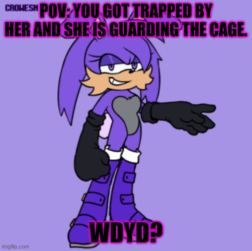 Her name is Brooke. Read the tags. No joke ocs. | POV: YOU GOT TRAPPED BY HER AND SHE IS GUARDING THE CAGE. WDYD? | image tagged in sonic rp,she is from robotnik/eggman,action/romance for dear god,lol | made w/ Imgflip meme maker