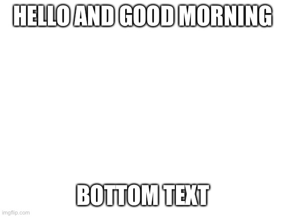 Blank White Template | HELLO AND GOOD MORNING; BOTTOM TEXT | image tagged in blank white template | made w/ Imgflip meme maker