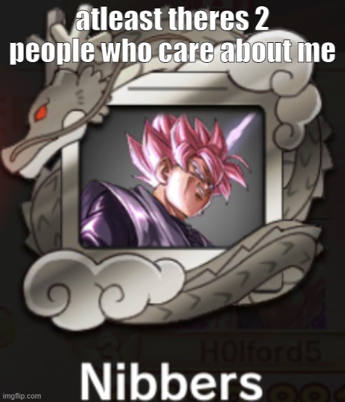 Nibbers | atleast theres 2 people who care about me | image tagged in nibbers | made w/ Imgflip meme maker