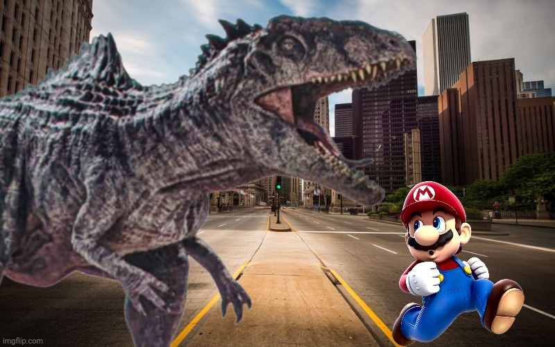Mario survives a Giganotosaurus attack.mp3 | image tagged in mario,jurassic world,jurassic park,dinosaur,super mario | made w/ Imgflip meme maker