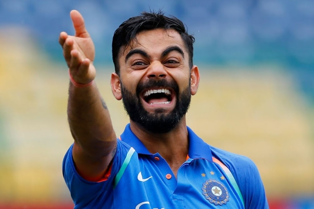 High Quality Kohli Laughs mocking someone Blank Meme Template