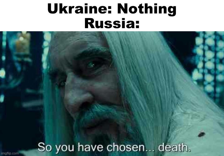 So you have chosen death | Ukraine: Nothing
Russia: | image tagged in so you have chosen death,memes | made w/ Imgflip meme maker