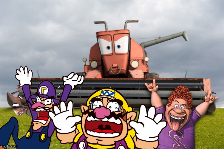 Wario, Waluigi, and Snotty Boy goes tractor tipping and dies by Frank the Combine.mp3 (This is a better version tho) | image tagged in wario dies,wario,waluigi,snotty boy,tractor,cars | made w/ Imgflip meme maker