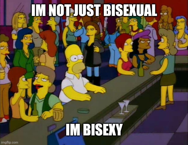 This is just a joke. Thoughts at night | IM NOT JUST BISEXUAL; IM BISEXY | image tagged in homer simpson me on facebook | made w/ Imgflip meme maker