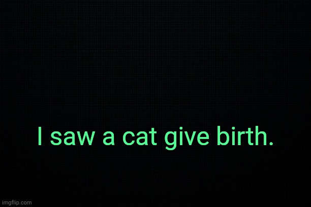 . | I saw a cat give birth. | image tagged in the black | made w/ Imgflip meme maker