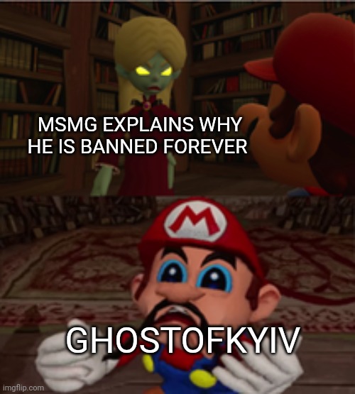 Noooo | MSMG EXPLAINS WHY HE IS BANNED FOREVER; GHOSTOFKYIV | image tagged in noooo | made w/ Imgflip meme maker