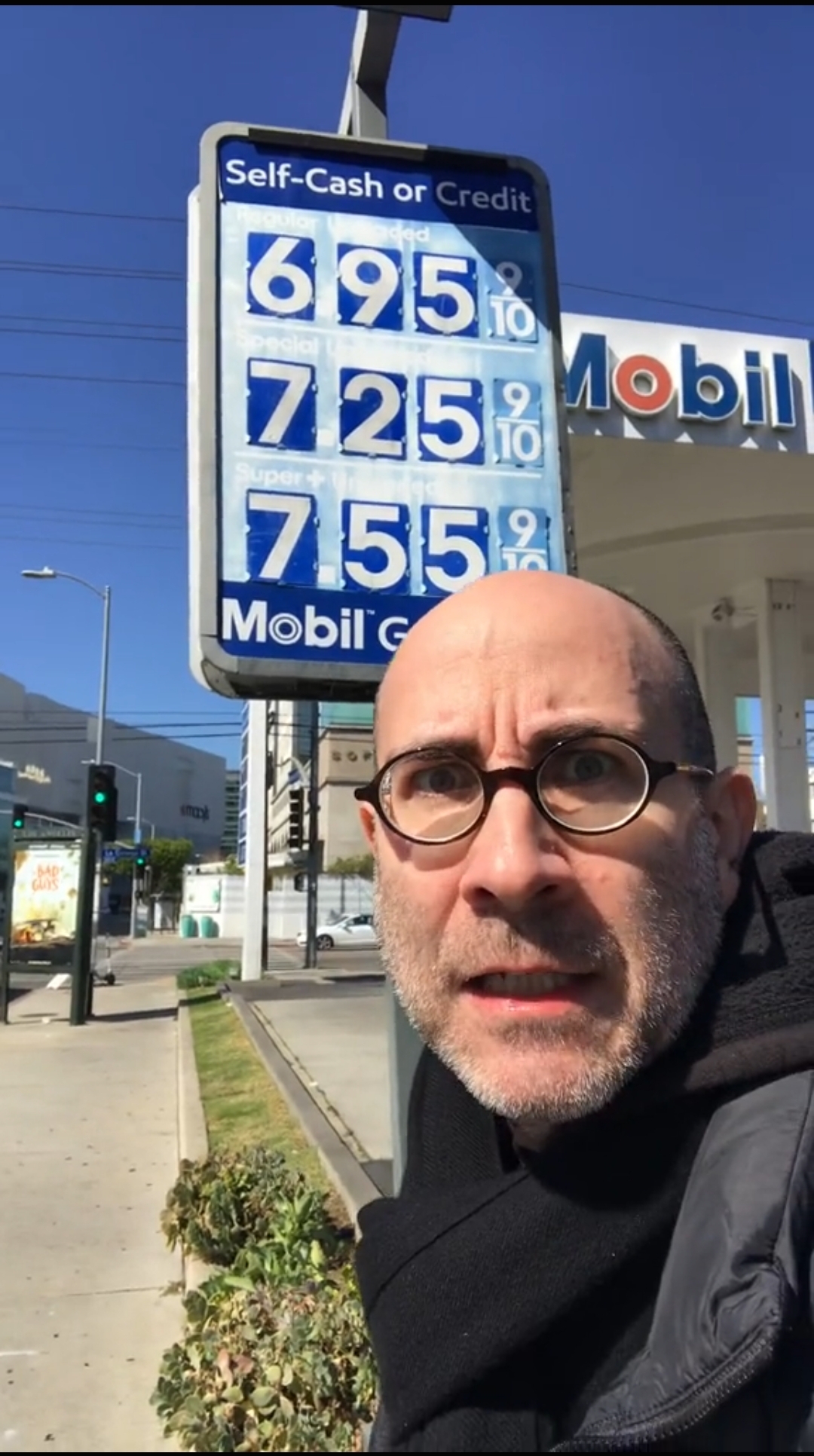 High Quality Angry Man Yells at Gas Sign Blank Meme Template