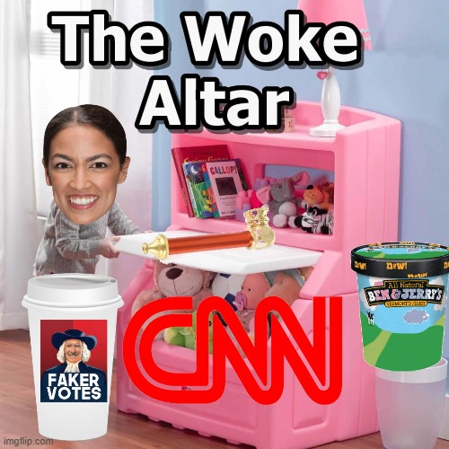 Welcome to the WOKE Altat | image tagged in aoc,woke,memes,ben and jerrys,cnn | made w/ Imgflip meme maker