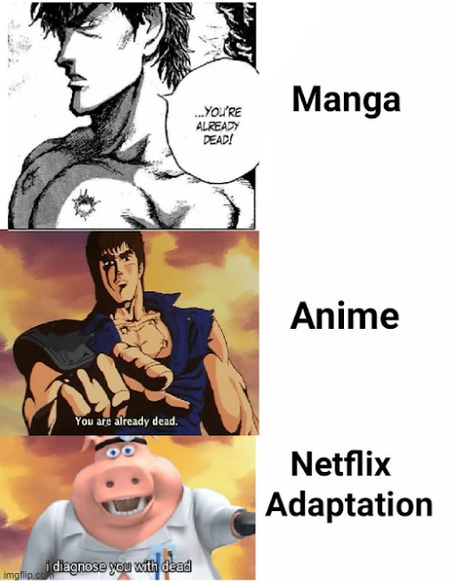 Would prefer the Netflix Adaption though XD | image tagged in back at the barnyard,memes,manga anime netflix adaption,funny,lol | made w/ Imgflip meme maker