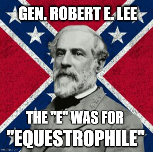 It Sounds Plausible | GEN. ROBERT E. LEE; THE "E" WAS FOR; "EQUESTROPHILE" | image tagged in robert e lee | made w/ Imgflip meme maker