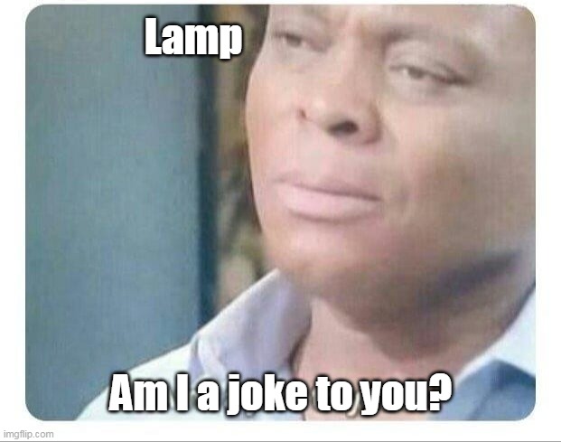 Am I a joke to you | Lamp Am I a joke to you? | image tagged in am i a joke to you | made w/ Imgflip meme maker
