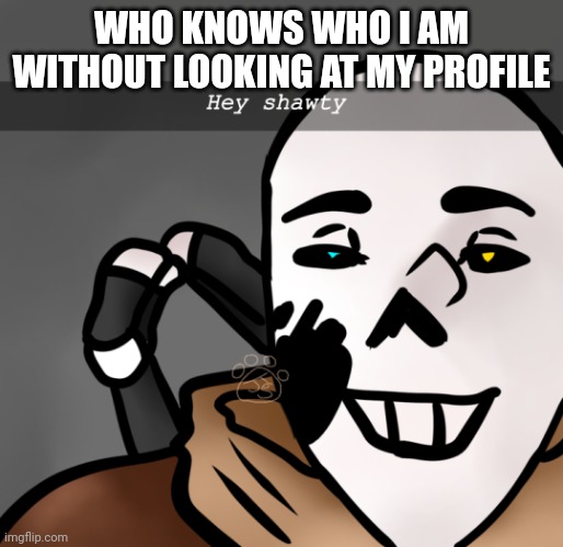 Hey shawty | WHO KNOWS WHO I AM WITHOUT LOOKING AT MY PROFILE | image tagged in hey shawty | made w/ Imgflip meme maker