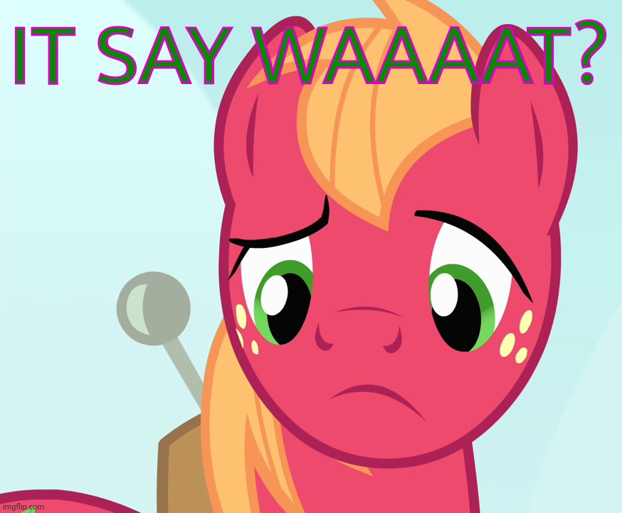 Confused Big Macintosh (MLP) | IT SAY WAAAAT? | image tagged in confused big macintosh mlp | made w/ Imgflip meme maker