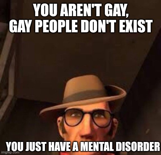 v | YOU AREN'T GAY, GAY PEOPLE DON'T EXIST; YOU JUST HAVE A MENTAL DISORDER | image tagged in v | made w/ Imgflip meme maker