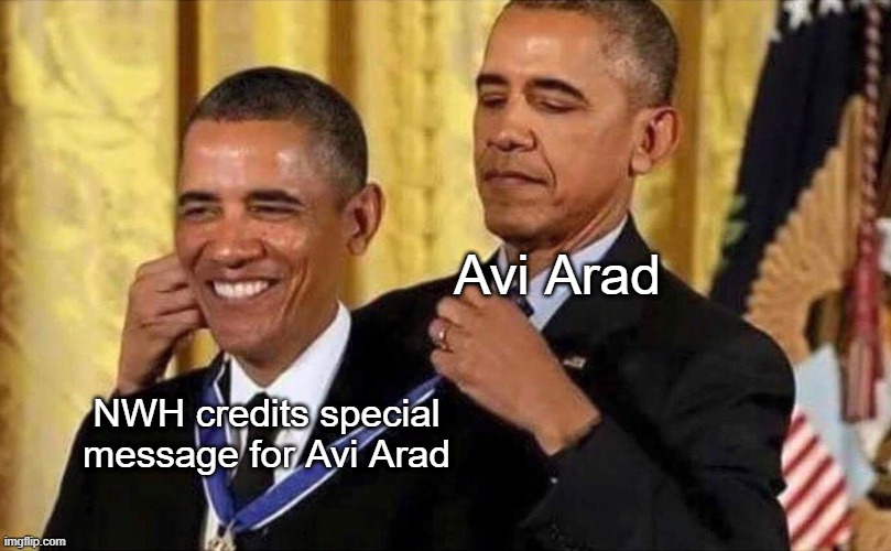 obama medal | Avi Arad; NWH credits special message for Avi Arad | image tagged in obama medal | made w/ Imgflip meme maker