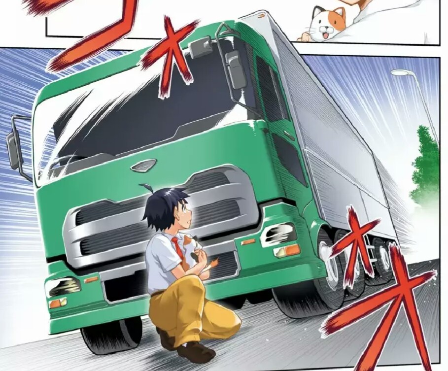Hold a Kitten and you will be safe from Truck-kun Blank Meme Template