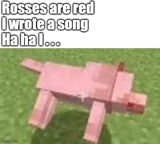 What's next? | Rosses are red 
I wrote a song
Ha ha I . . . | image tagged in minecraft | made w/ Imgflip meme maker