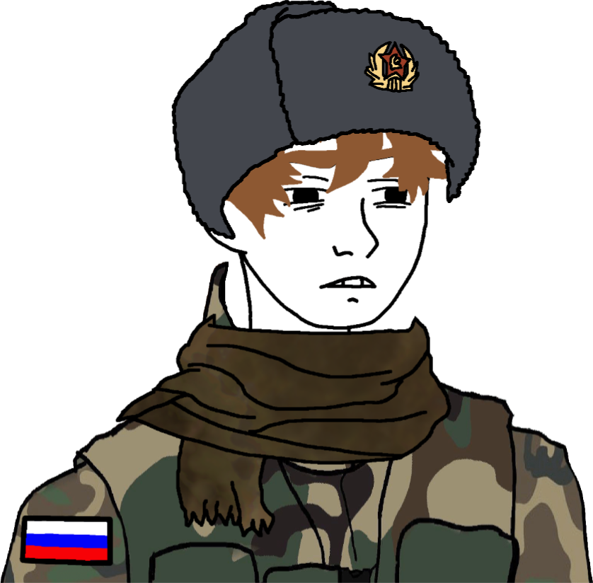 High Quality Young Russian Conscripted Soldier Wojak Twinkjak Blank Meme Template