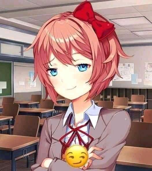 Smug Sayori Blank Meme Template