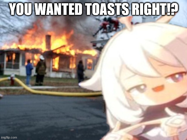 Paimon burn | YOU WANTED TOASTS RIGHT!? | image tagged in paimon burn | made w/ Imgflip meme maker