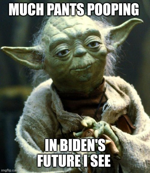 Star Wars Yoda Meme | MUCH PANTS POOPING IN BIDEN'S FUTURE I SEE | image tagged in memes,star wars yoda | made w/ Imgflip meme maker