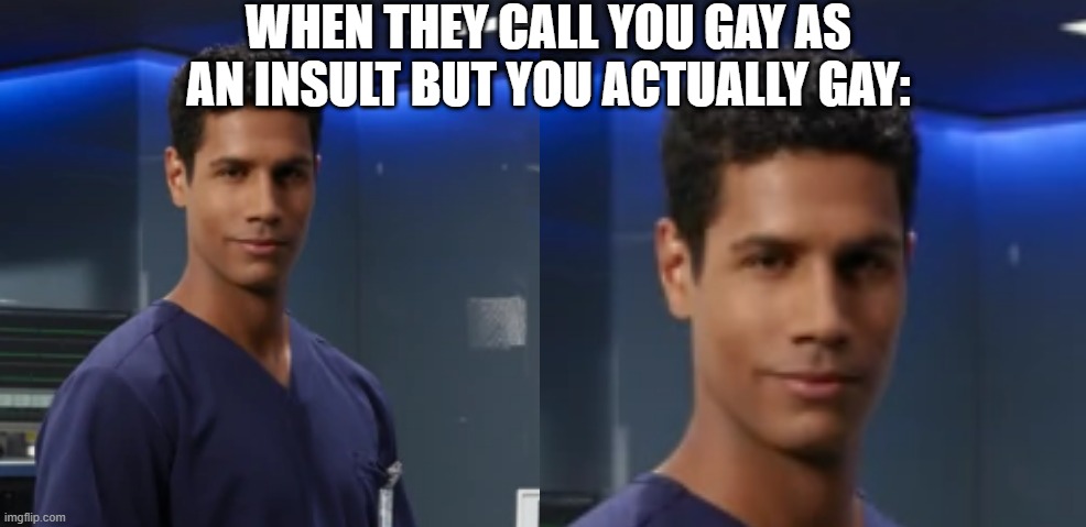 Jared Kalu Smirk | WHEN THEY CALL YOU GAY AS AN INSULT BUT YOU ACTUALLY GAY: | made w/ Imgflip meme maker