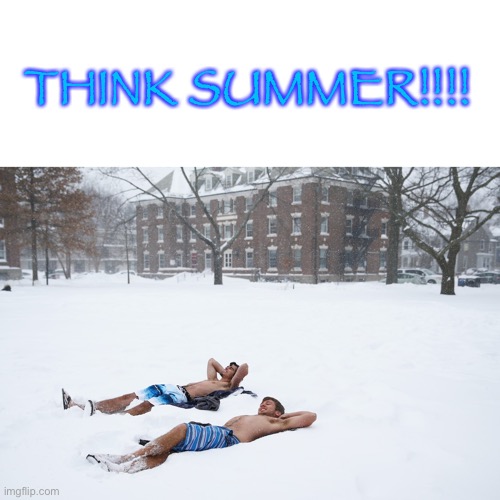 Think warm everyone! | THINK SUMMER!!!! | image tagged in think summer,memes,fun,lol,stupid people | made w/ Imgflip meme maker