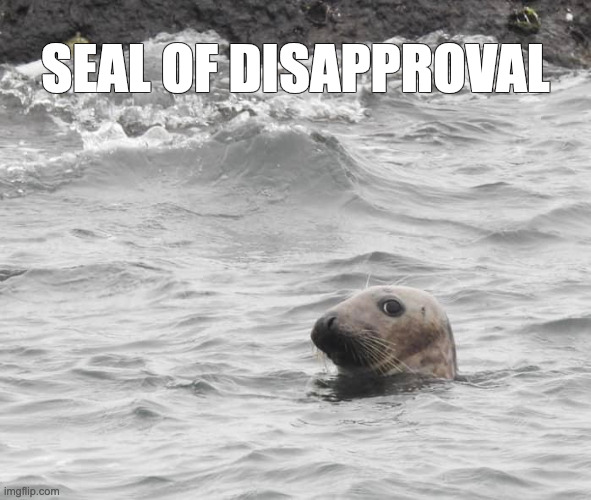 Seal of Disapproval | SEAL OF DISAPPROVAL | image tagged in seal,sarcasm | made w/ Imgflip meme maker