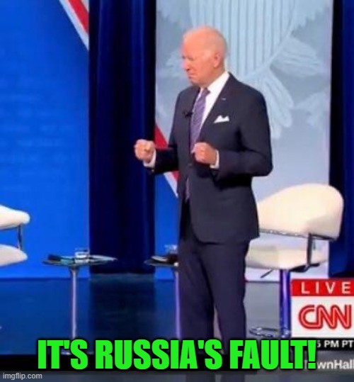 Biden Pissing | IT'S RUSSIA'S FAULT! | image tagged in biden pissing | made w/ Imgflip meme maker