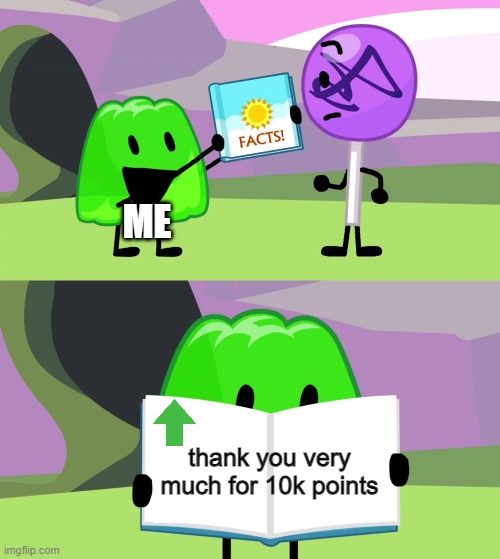 thank you very much for 10k points | ME; thank you very much for 10k points | image tagged in gelatin's book of facts | made w/ Imgflip meme maker
