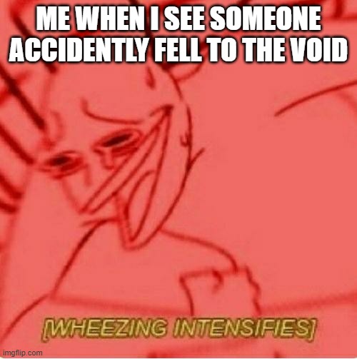 Void Death Accident | ME WHEN I SEE SOMEONE ACCIDENTLY FELL TO THE VOID | image tagged in wheeze | made w/ Imgflip meme maker