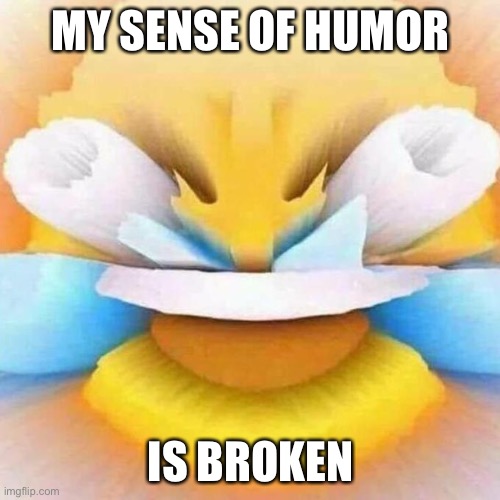 screaming laughing emoji | MY SENSE OF HUMOR IS BROKEN | image tagged in screaming laughing emoji | made w/ Imgflip meme maker