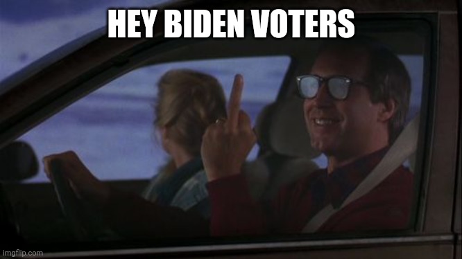 Chevy Chase's Day Off | HEY BIDEN VOTERS | image tagged in chevy chase's day off | made w/ Imgflip meme maker