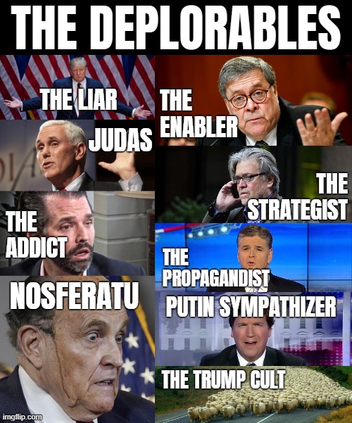 THE DEPLORABLES | THE DEPLORABLES | image tagged in deplorables,deplorable,deplorable donald,basket of deplorables,liars,lock them up | made w/ Imgflip meme maker