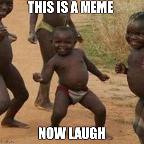 Third World Success Kid | THIS IS A MEME; NOW LAUGH | image tagged in memes,third world success kid | made w/ Imgflip meme maker