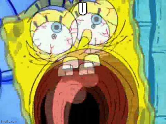 Spongebob Screaming | U | image tagged in spongebob screaming | made w/ Imgflip meme maker